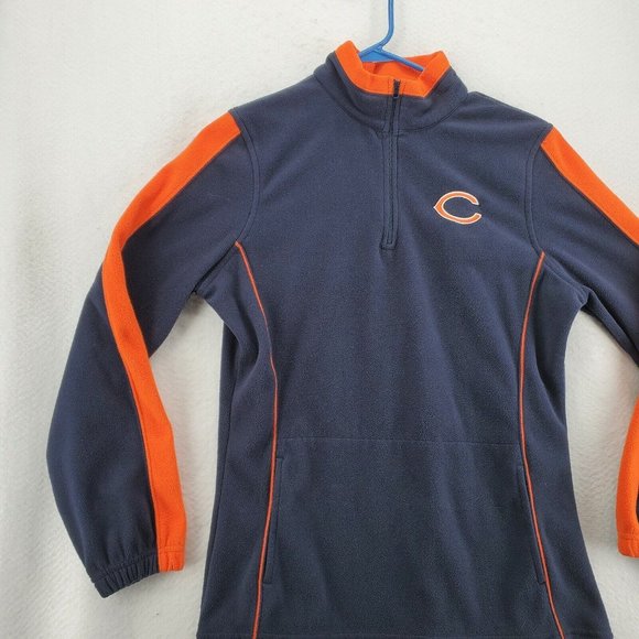 CHICAGO BEARS Sweater NFL Women's Long Sleeve 1/4 Zip Fleece Pullover Blue Med - Picture 10 of 12